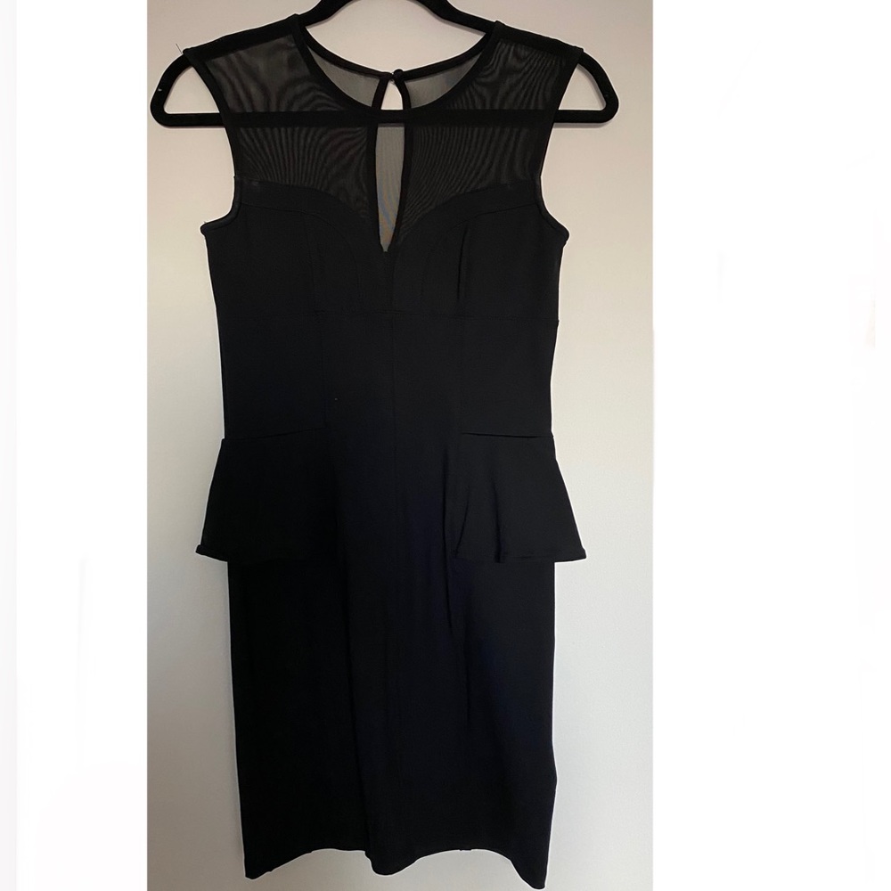 Bebe Black Mini Dress with Peplum Hem